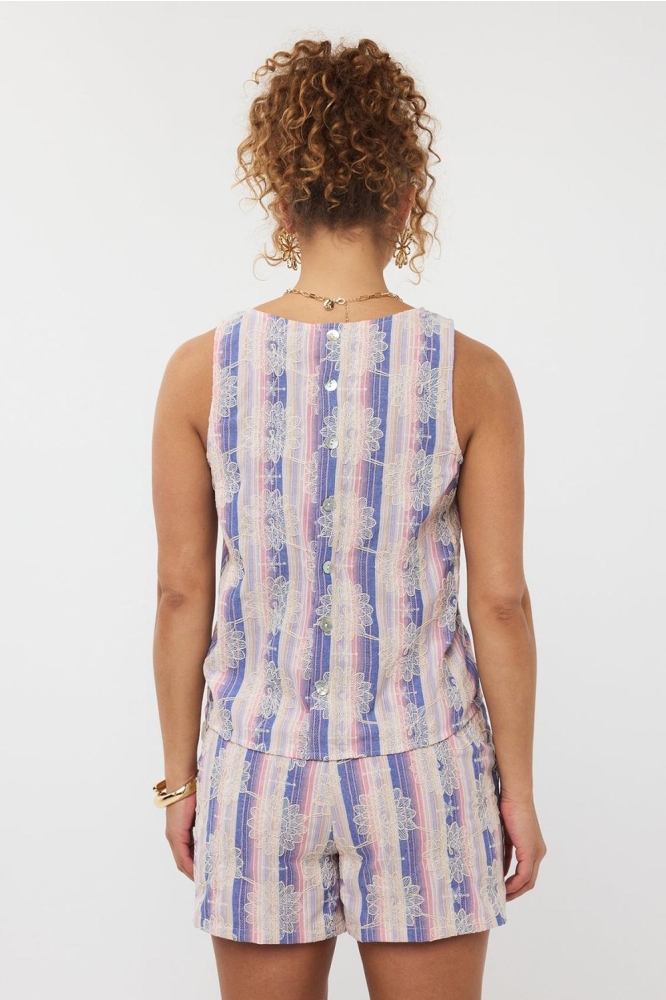 TOP CELA HSS2502 1113 DENIM BLUE/PINK STRIPE